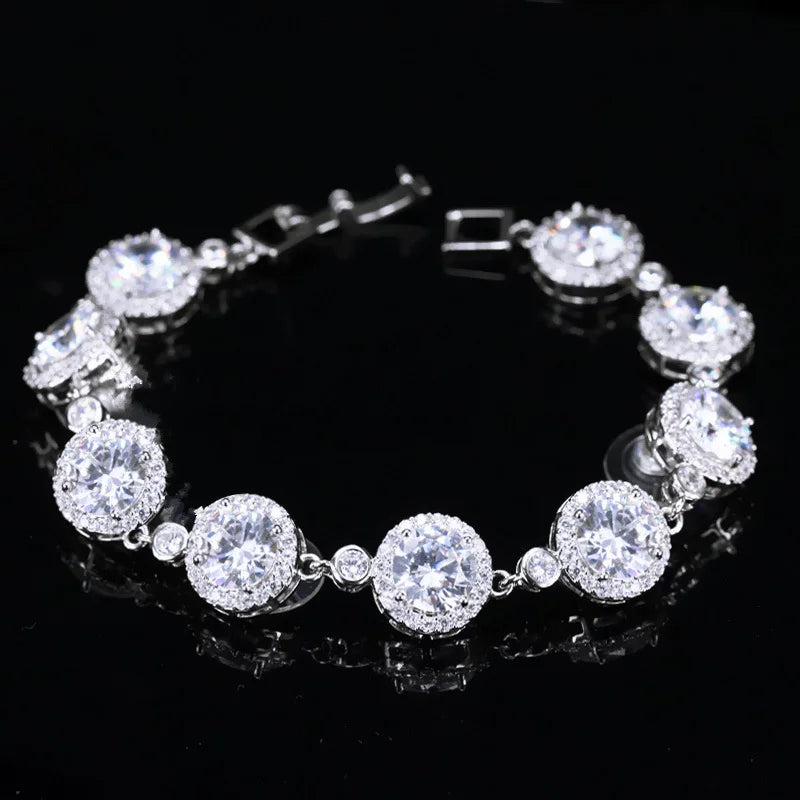 Hot Sale Multicolor Cubic Zirconia 8mm Round Chain Link Tennis Bracelet for Women Wedding Party Cloth Jewelry-2