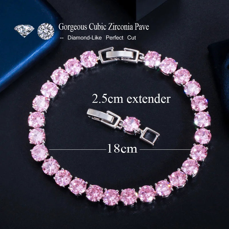 Classics Design White Gold Color Ice Out 6mm Round Cubic Zirconia Crystal Woman Tennis Bracelet Jewelry with a Free Extender-5